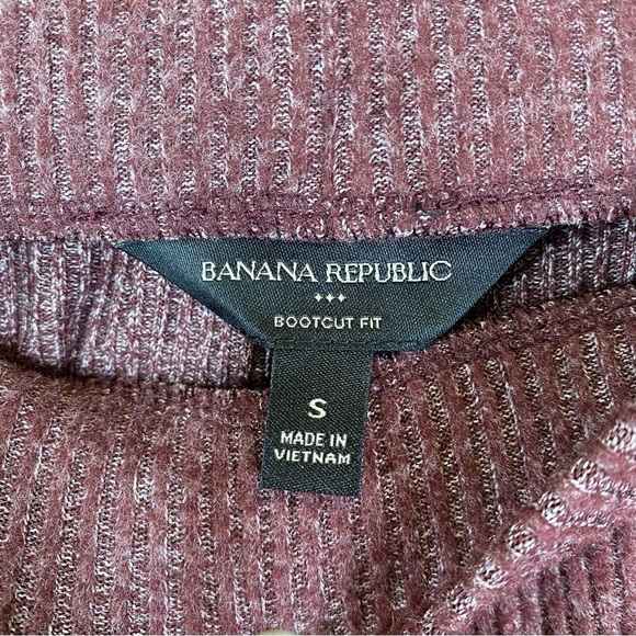 Banana Republic Factory Loungewear Set Small Wine Ribbed Mock Neck Bootcut - Picture 11 of 16